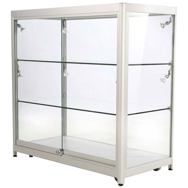 Showcase Counter Duo, silver, with LED spots