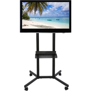 TV-stand Slimline with shelf, black