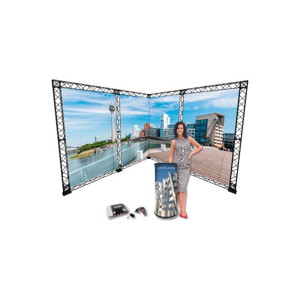 Crown Truss 10X10 - 3X3 Meter L-Stand Black Incl. Counter And Ixo + Phototex Print