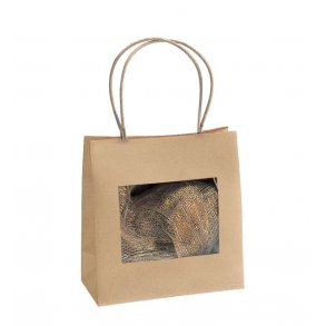 Gift bag in Nature with twisted handle and window - several sizes