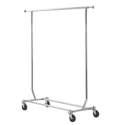 Disco I - Cheap functional clothes rack on wheels in chrome