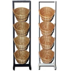 Shopping cart with 4 baskets, black or white frame