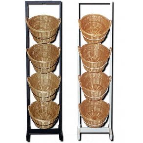 Kundvagn med 4 korgar, svart eller vit ram.