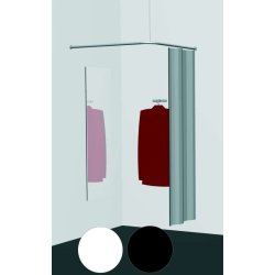 Corner fitting room 100x100 cm white or black curtain - wall mounting