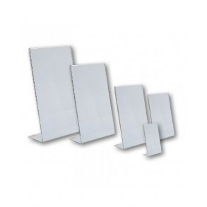 Slanted sign holders in portrait format, clear acrylic 10 pieces