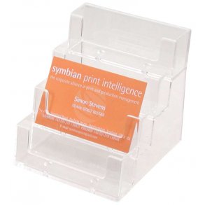 Visitkortshllare för bord, 4 fack, klar akryl
