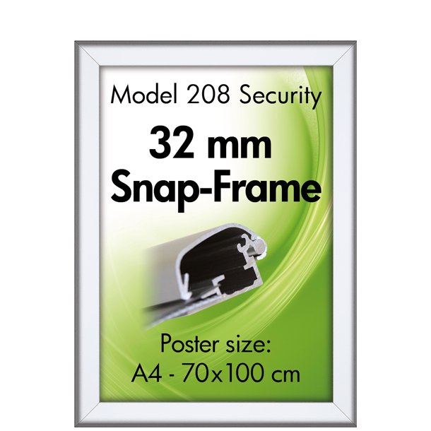 Security Snap Frame, 32 mm, Slveloxeret Alu