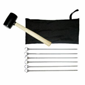 6 plkker og gummihammer til Outdoor Roll-up