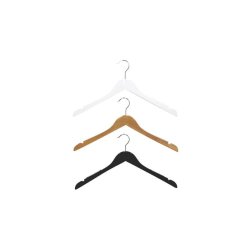 Flat wooden hangers, Natural - 50 pcs