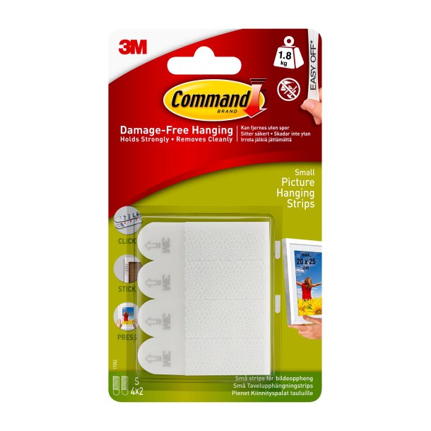 Command strips til billedophng, , 4 x 2 medium strips 5