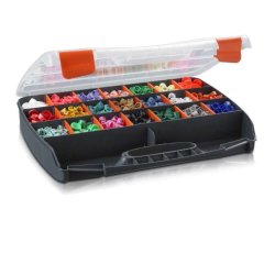 Sorting box for size labels, 21 compartments