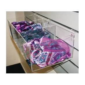 Acrylic box with 3 compartments, 59 x 20 x 20 cm - for groove panel and disc