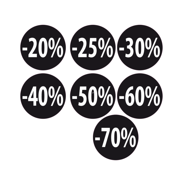 Black discount lables with procent - 1.000 stk