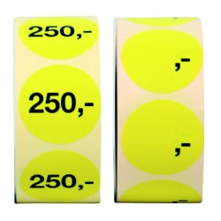 Etiquette yellow round 3.5cm. Fixed amount discount or price - 1000 pcs.