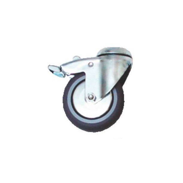 Rubber wheel 75 mm with brake, including bolt and nut