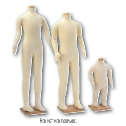 Leddelte bjelige brnemannequiner 0-10 r m. strop og bgetop