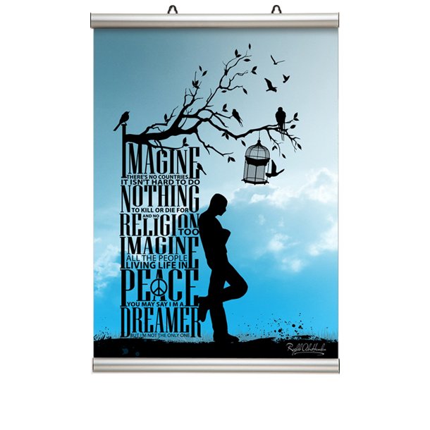 Poster hanger - 26 mm aluminum with rubber strip