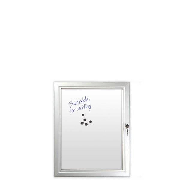 Info box with magnet and whiteboard function 