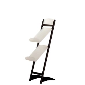 Broschyrstll - Lutande broschyrhllare, 2 hyllor och logoskylt