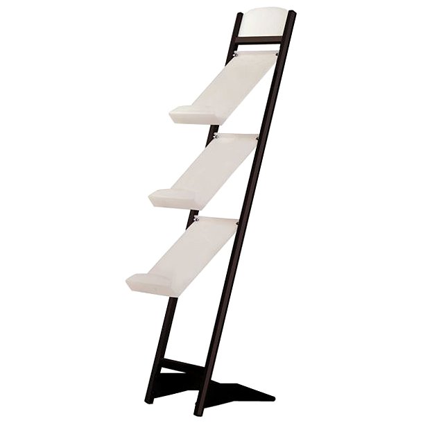 Brochure stand - Slanted brochure holder, 3 shelves and logo plate