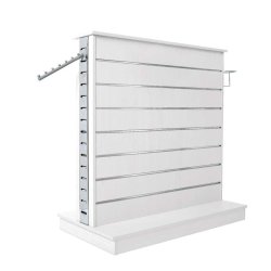 Double-sided groove panel gondola in chrome - White, Concrete-look and Anthracite