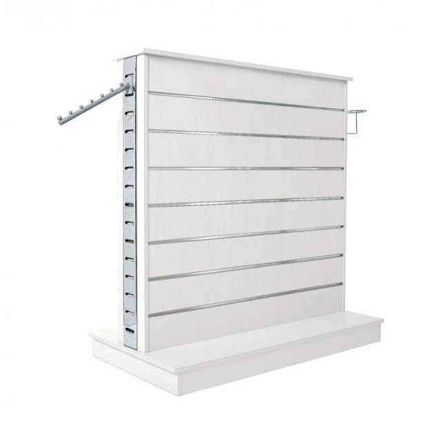 Double-sided groove panel gondola in chrome - White, Concrete-look and Anthracite