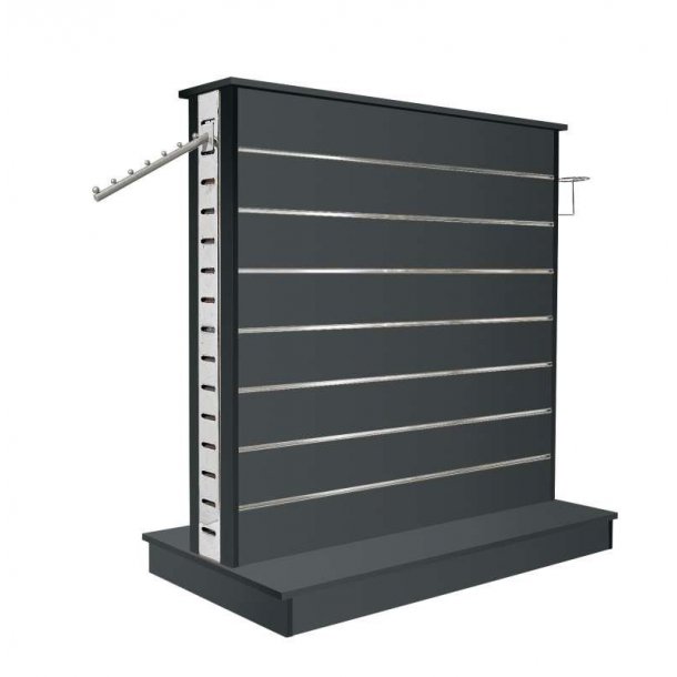 Double-sided groove panel gondola in chrome - White, Concrete-look and Anthracite