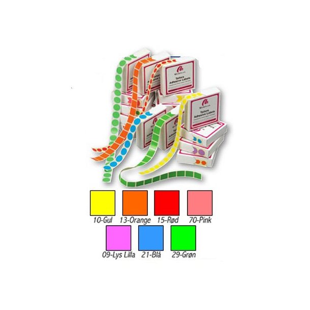 F&auml;rgade etiketter utan tryck - 19x19 mm, 1 000 st - Flera f&auml;rger Bl&aring;