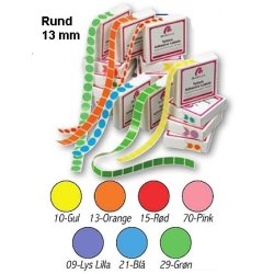 Colored labels without print - Round, 13 mm, 1,000 pcs - Multiple colors