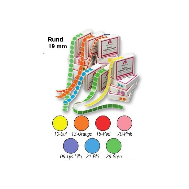 Colored labels without print - Round, 19 mm, 1,000 pcs - Multiple colors