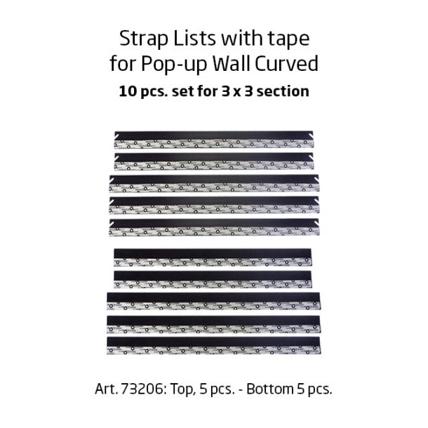 5 Top and 5 bottom Strap set for POP-UP WALL Curved 3x3 with clips