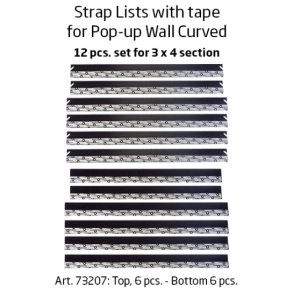 6 Topp och 6 Botten Rem Komplett Set fr POP-UP WALL Curved 3x4 med Clips