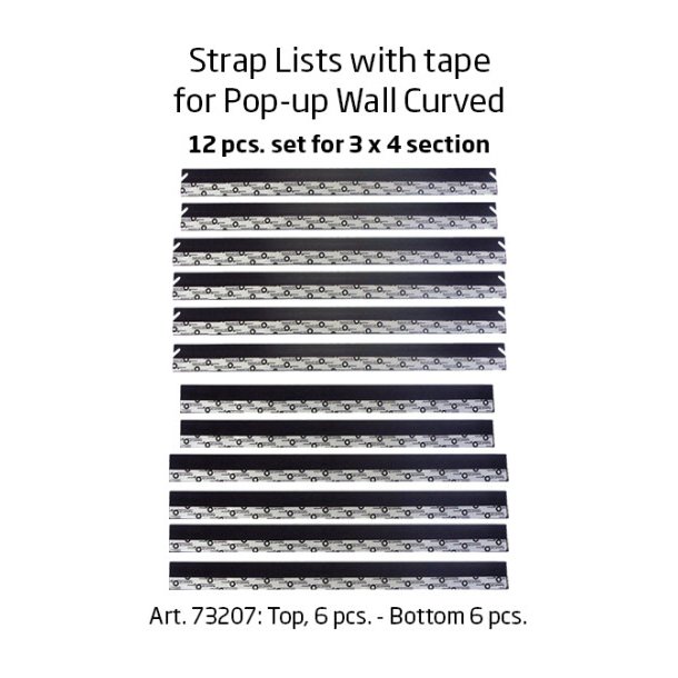 6 Top and 6 bottom Strap complete set for POP-UP WALL Curved 3x4 with clips