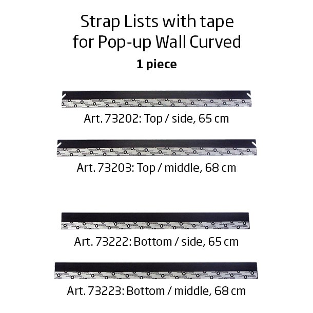 Strap liste m/tape, 65cm, Bund, til POP-UP WALL
