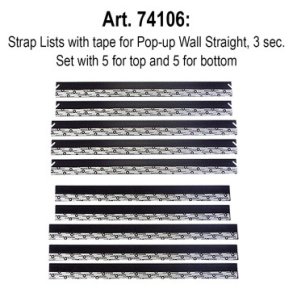 5 Top and 5 bottom Strap set for POP-UP WALL Straight 3x3 with clips