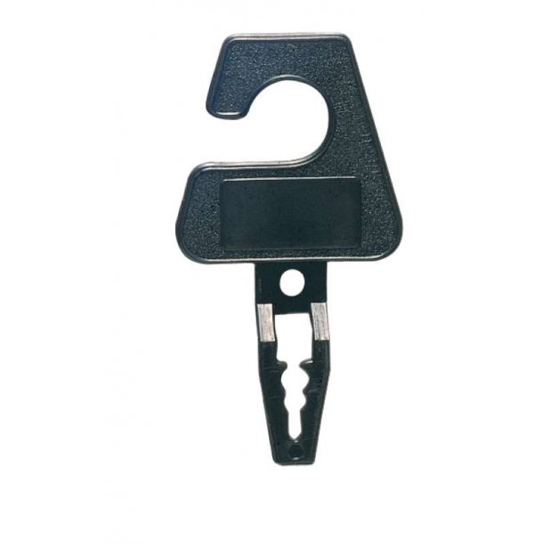 Belt hook in black plastic, W5.4 x H10cm - 100 pcs