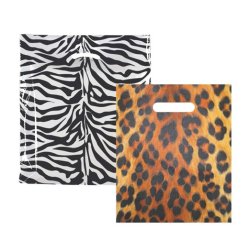 Plastic bags with zebra or leopard pattern - 100 pcs - 3 sizes