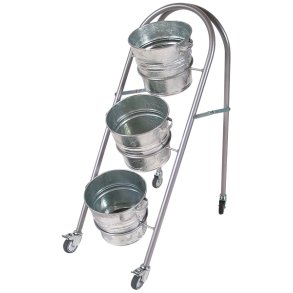 Liten blomsterstnd med 3 zinkhinkar och 4 hjul