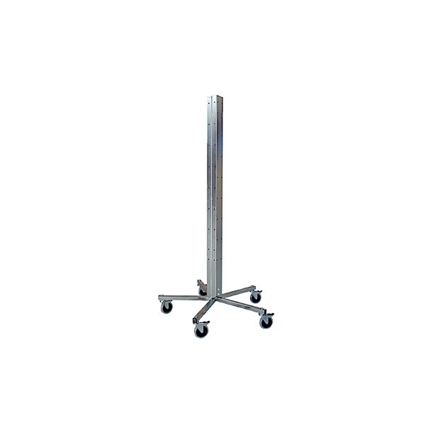 Butik Display Stander m/5 hjul - utan tillbeh&ouml;r - silver