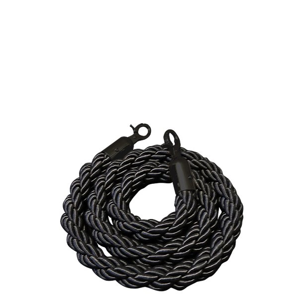 Sort rope with black hooks for Crowd Barrier stands