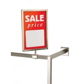 En A4-skyltram med hllare för 25 mm fyrkantig rör, Borstad satin krom