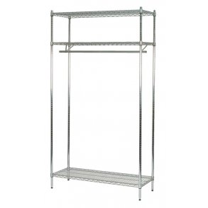 TUBO chrome-plated walk-in shelf - H220 x W122 x D36 - 3 shelves