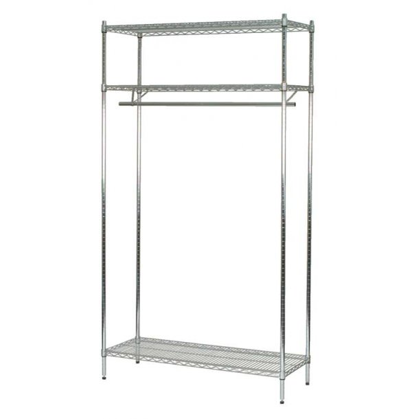 TUBO chrome-plated walk-in shelf - H220 x W122 x D36 - 3 shelves