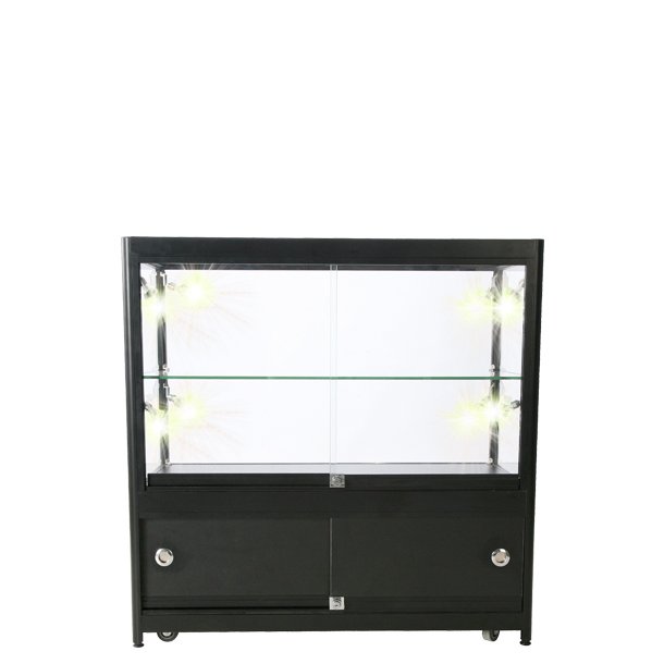 Black, white glass cabinet with base - Black