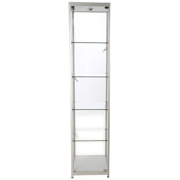 High, narrow Silver glass display