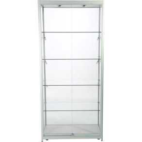 Glasskp - Högt, brett golvskp i silver.