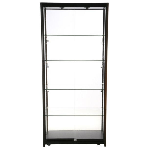 Glass cabinet - Tall, wide black floor cabinet - Black