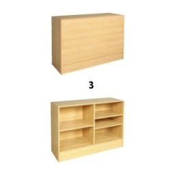 Slimline disk module 122 cm with closed front and 3 shelves, Maple