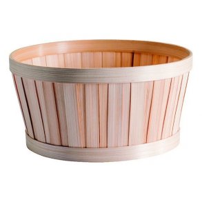 Handmade round gift basket in wood, 25 x H12 cm