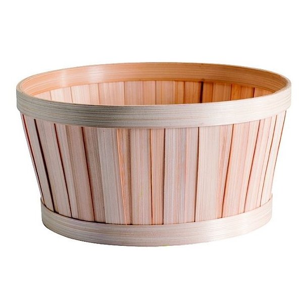 Handmade round gift basket in wood, 25 x H12 cm